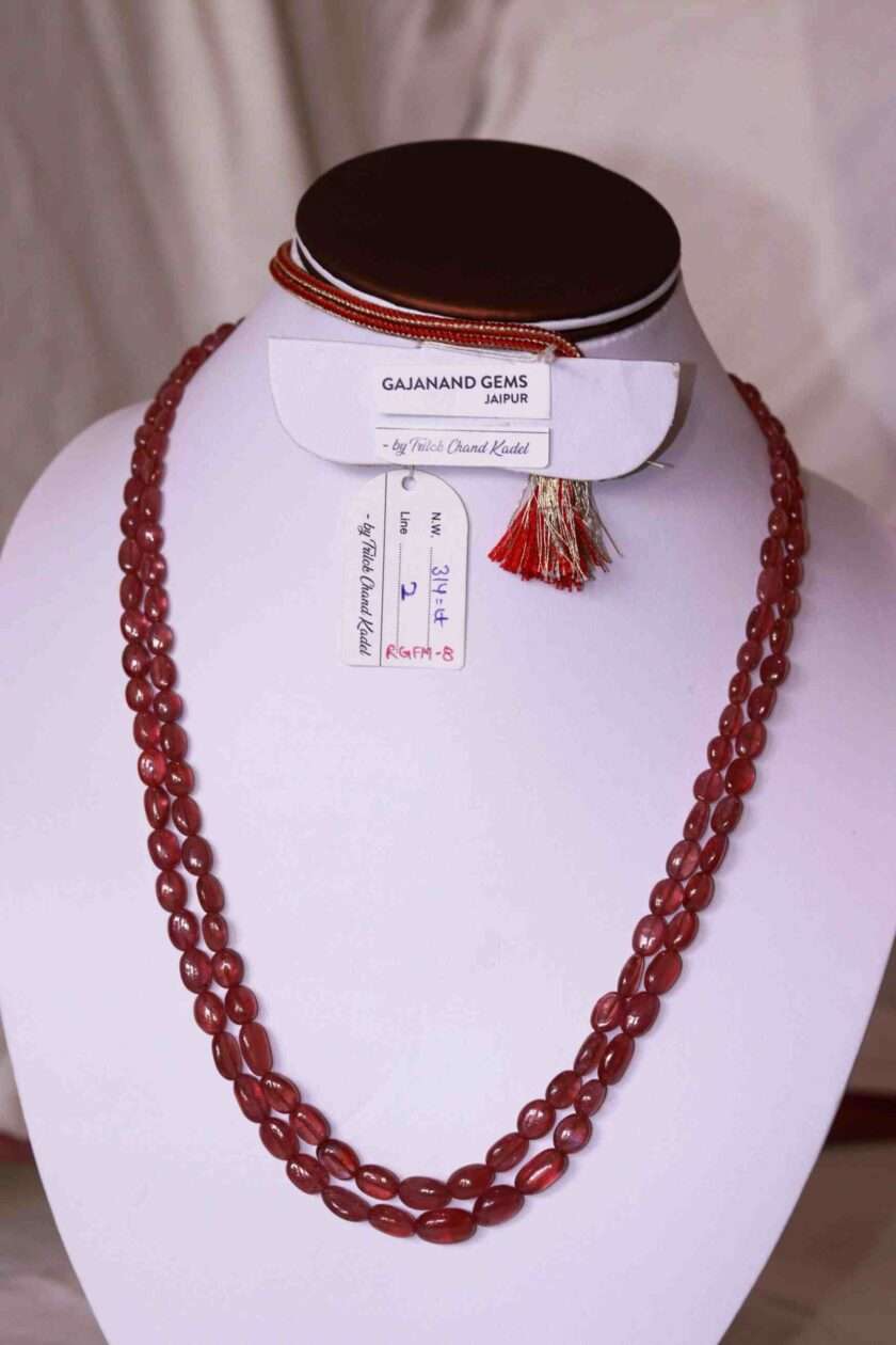 An image of 2 line Ruby Necklace (GF Ruby Oval Beads) or Manik Maniya