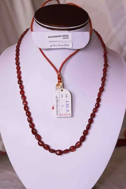 An image of Ruby Necklace (Single line GF Ruby Oval Beads) or Manik Maniya