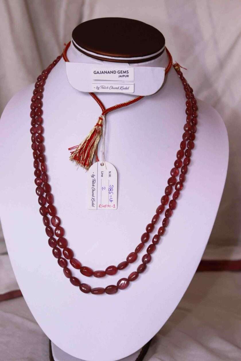 An image of 2 string GF Ruby Necklace (Ruby Oval Beads) or Manik Maniya