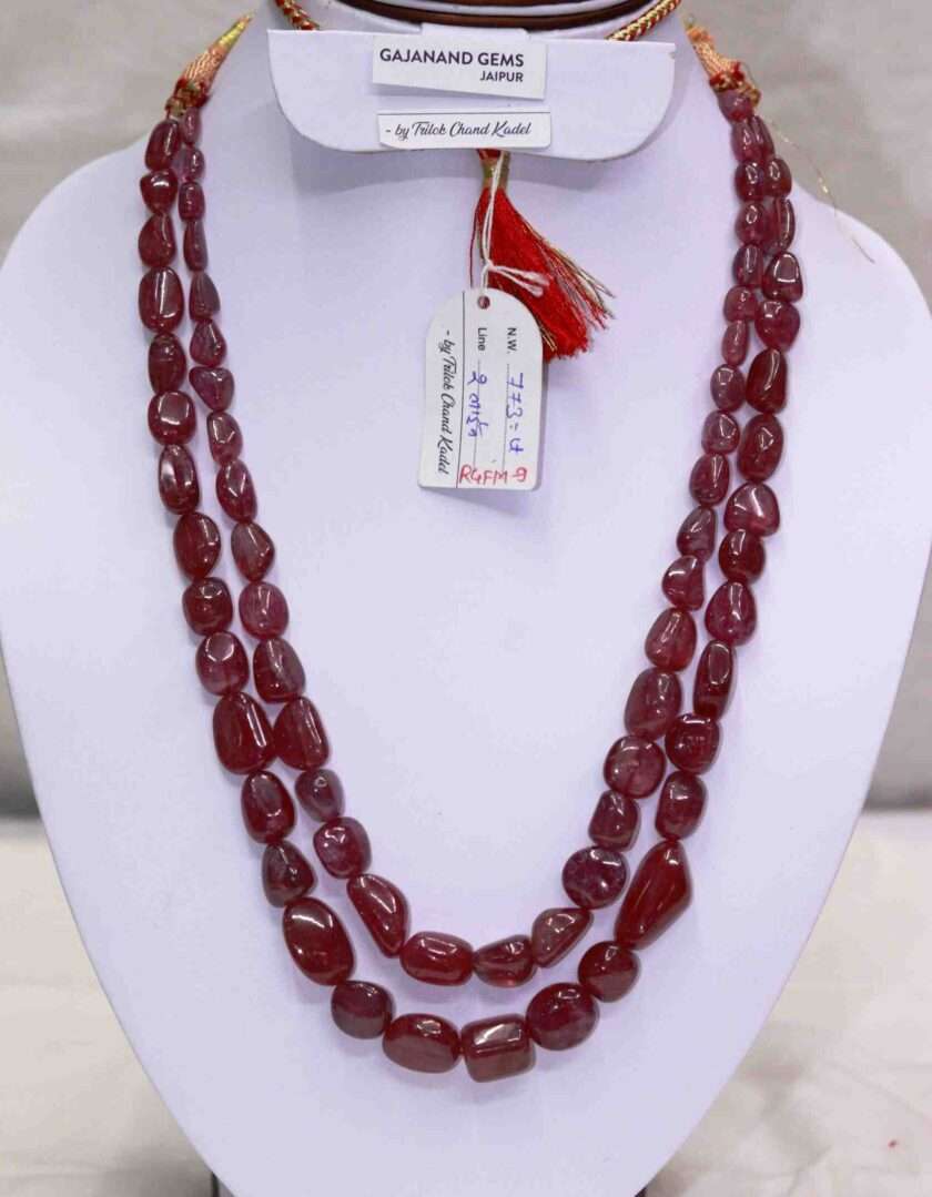 An image of 2 line Ruby Tumble Necklace or Manik Tumble