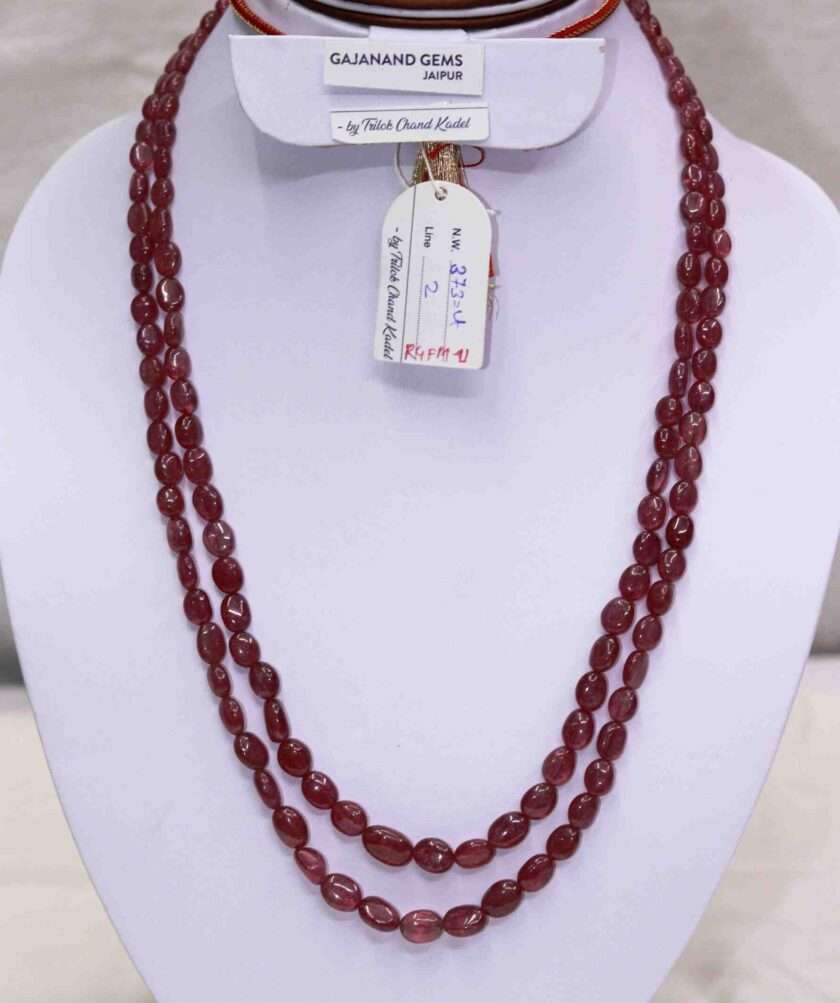 An image of "Two lines oval beads GF Ruby Necklace or Manak Maniya.